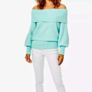 Lilly Pulitzer | Off-Shoulder Aqua Sweater | L
| Very Good Condition.